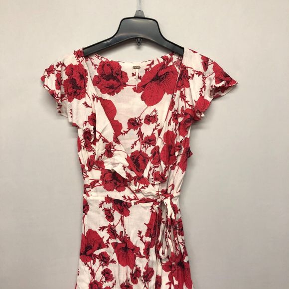 Free People Women Floral Print Ruffled Wrap Dress Size Small B234 -16 - Picture 7 of 12